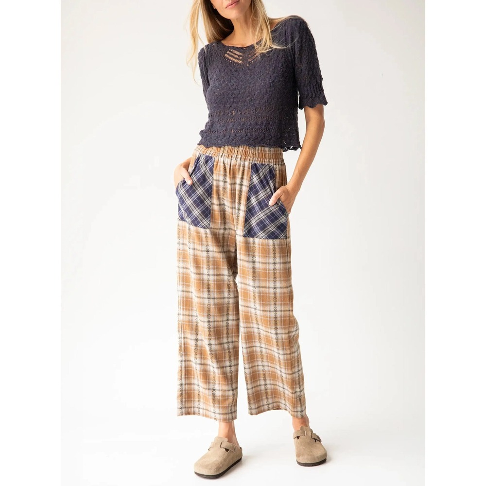 Natural Life Beckett Flannel Pants Tan Navy Size Large